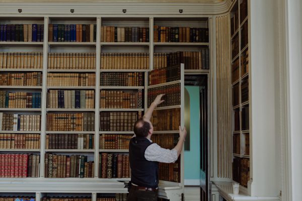 Powderham Castle Library cleaning